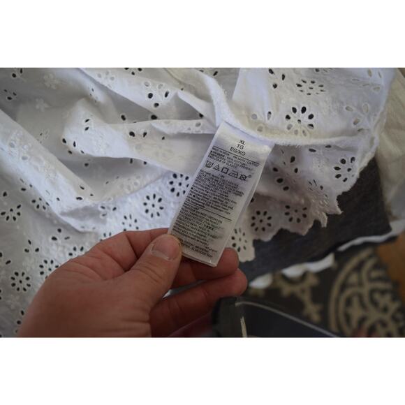 Gap Doen Dress Womens XL White Eyelet Sundress Maxi Long Cotton Summer NWT - Picture 7 of 7